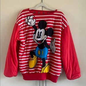 Vintage Red and White Striped Sweatshirt with Cartoon Design